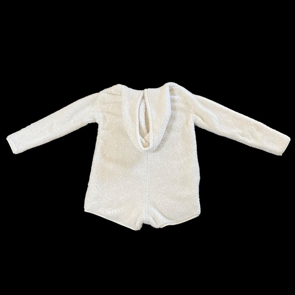 Colsie White Fuzzy Pajama Romper XS Cozy Hooded Metallic Lounge One-Piece - Picture 5 of 8